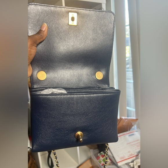 Chanel Pearl Boy Chain flap Quilted Calfskin blue Bag with Gold Accents - Picture 2 of 5